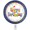 KORREKT WEB Multicolor Happy Birthday papírtányér 8 db-os 23 cm FSC