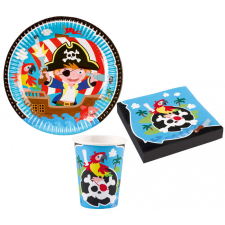KORREKT WEB Pirate, Kalóz party szett 36 db-os 23 cm-es tányérral party kellék
