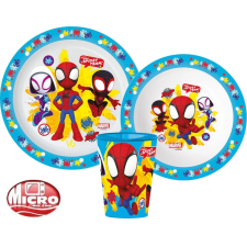 KORREKT WEB Pókember Spidey Team étkészlet, micro műanyag szett, pohárral 260 ml babaétkészlet