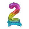 KORREKT WEB Rainbow, Színes mini 2-es szám fólia lufi talppal 38 cm