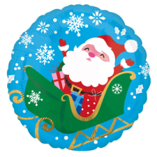KORREKT WEB Santa in Sleigh, Télapó fólia lufi 43 cm party kellék