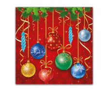 KORREKT WEB Sparkling Balls, Karácsony szalvéta 20 db-os 33x33 cm party kellék