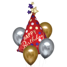KORREKT WEB Szatén Luxe Happy Birthday fólia lufi 5 db-os szett party kellék