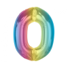 KORREKT WEB Színes 0-ás Rainbow szám fólia lufi 92 cm