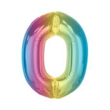KORREKT WEB Színes 0-ás Rainbow szám fólia lufi 92 cm party kellék
