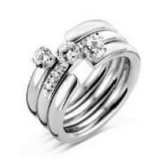KORREKT WEB Victoria Ezüst színű fehér köves 3-as gyűrű szett gyűrű
