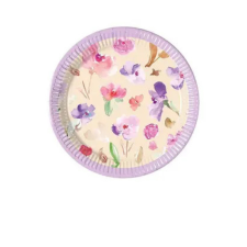 KORREKT WEB Watercolor Flowers, Virág papírtányér 8 db-os 20 cm party kellék