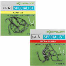 Korum XPERT SPECIALIST MICRO BARBED HOOKS - SIZE 10 horog