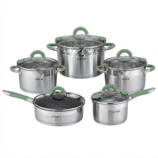  KOSTCOR 5 Részes Prémium Rozsdamentes Acél Edénykészlet – Pasztell Zöld Nyéllel K007 edény