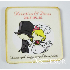 Köszönetajándék esküvői fényképes hűtőmágnes, 5x5cm dekorációs kellék