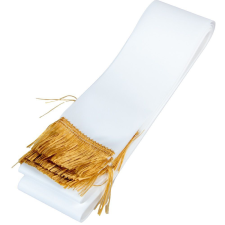  Koszorú szalag 7x200cm fehér-arany 10db/csom (db ár) dekorációs kellék