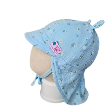  Kötős nyári sapka, virág, világoskék babasapka, sál