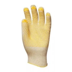  KÖTÖTT VÉKONY FEHÉR ABRALON/NYLON KESZTYŰ, SÁRGA PÖTTYÖS (10)