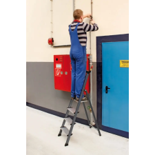 KRAUSE 126429 „SECURO“ LÉPCSŐFOKOS ÁLLÓLÉTRA ELOXÁLT 4 FOKOS létra és állvány
