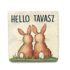 Kreativpartner Fa tábla - Hello tavasz nyuszipompom dekorációs kellék