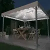  Krémszínű alumíniumpavilon LED fényfüzérrel 300 x 300 cm