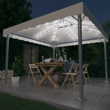  Krémszínű alumíniumpavilon LED fényfüzérrel 300 x 300 cm kerti tárolás