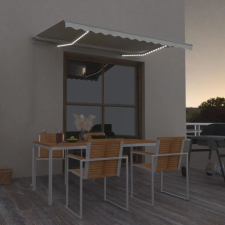  krémszínű kézzel kihúzható LED-es napellenző 350 x 250 cm kerti bútor