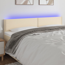  Krémszínű szövet LED-es fejtámla 200x5x78/88 cm ágy és ágykellék