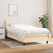  Krémszínű szövet rugós ágy matraccal 80 x 200 cm ágy és ágykellék