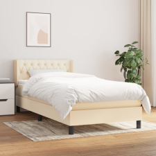  Krémszínű szövet rugós ágy matraccal 90 x 190 cm ágy és ágykellék