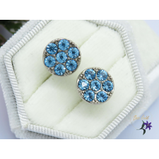  Kristályköves virág fülbevaló -ródium fülbevaló