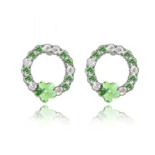 Kristályos koszorú- Swarovski kristályos fülbevaló - zöld fülbevaló