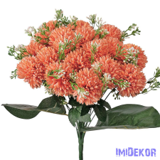  Krizantém 18 ágú selyemvirág csokor 38cm - Narancsos dekorációs kellék