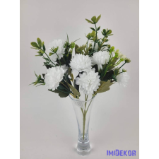  Krizantém 5 ágú 10 fejes selyem csokor 31cm - Fehér dekorációs kellék