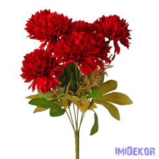  Krizantém 7 ágú selyemvirág csokor 42cm - Piros dekorációs kellék
