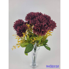  Krizantém 9 ágú selyem csokor 36cm - Bordó dekorációs kellék