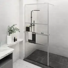  króm ESG üveg és alumínium zuhanyfal polccal 100 x 195 cm kád, zuhanykabin