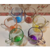 Krosno üveg bögre szett színezett talprésszel/aljjal, 6 db, 250 ml, vegyes színek