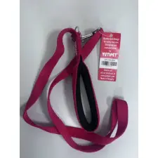  KT. YP. Póráz 120cm párnázott (kicsi karabínerrel) piros nyakörv, póráz, hám kutyáknak