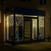  Kültéri esőbeépítés, meleg fehér függöny V8, összekapcsolható, 360 led 9 m x 1 m, fekete vezeték, IP65