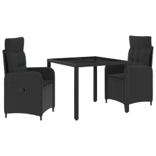  Kültéri étkező szett 3 pcs PE rattan és porbevonatos acél kerti bútor