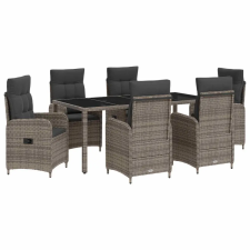  Kültéri étkező szett 7 pcs PE rattan és porbevonatos acél kerti bútor