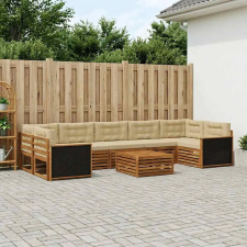  Kültéri kanapé szett 8 pcs Természetes és bézs kerti bútor