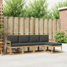  Kültéri kanapé szett párnával 5 pcs Fehér és Antracitszürke kerti bútor