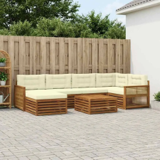  Kültéri kanapé szett párnával 7 pcs Természetes és krémszínű kerti bútor