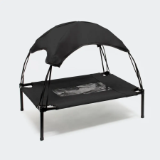  Kültéri kutyaágy nyugágy napernyővel 122x91 cm fekete 61149 szállítóbox, fekhely kutyáknak