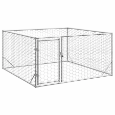  Kültéri kutyakennel ajtóval 2x2x1 m horganyzott acélból szállítóbox, fekhely kutyáknak