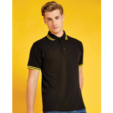 Kustom Kit Férfi rövid ujjú galléros póló Kustom Kit Classic Fit Tipped Collar Polo S, Fehér/Sötétkék navy