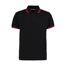 Kustom Kit Férfi rövid ujjú galléros póló Kustom Kit Classic Fit Tipped Collar Polo S, Fekete/Piros