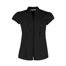 Kustom Kit Női csapott ujjú blúz Kustom Kit Women's Tailored Fit Mandarin Collar Blouse SSL 2XL (18), Fekete