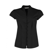 Kustom Kit Női csapott ujjú blúz Kustom Kit Women&#039;s Tailored Fit Mandarin Collar Blouse SSL 3XL (20), Fekete blúz