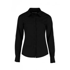 Kustom Kit Női hosszú ujjú blúz Kustom Kit Women&#039;s Tailored Fit Poplin Shirt M, Fekete blúz