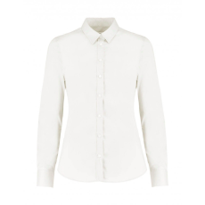 Kustom Kit Női hosszú ujjú blúz Kustom Kit Women's Tailored Fit Stretch Oxford Shirt LS S, Fehér