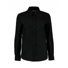 Kustom Kit Női hosszú ujjú blúz Kustom Kit Women&#039;s Tailored Fit Workwear Oxford Shirt XS (8), Fekete blúz