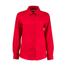 Kustom Kit Női hosszú ujjú blúz Kustom Kit Women&#039;s Tailored Fit Workwear Oxford Shirt XS (8), Piros blúz